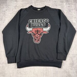 Vtg Chicago Bulls Sweatshirt Mens Large Black 90s NBA Made In USA Crewneck